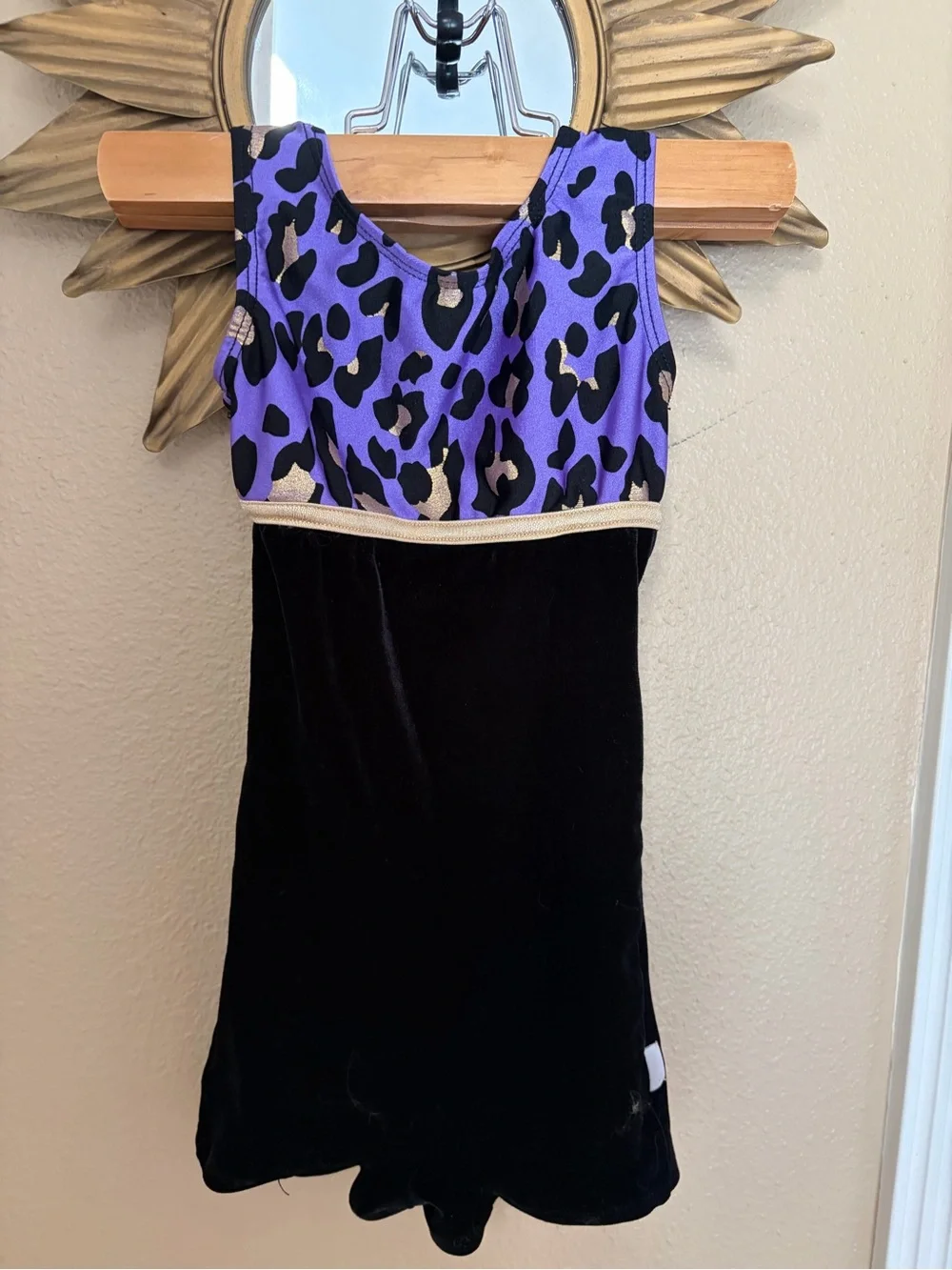 CUTE Vintage Destria Gymnast Outfit for a Little Girl SZ XS Velvet Animal Print